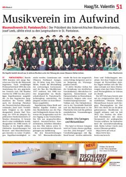 Musikverein Erla im Aufwind | Zeitungsbericht NÖN Haag-St. Valentin | 02.10.2012